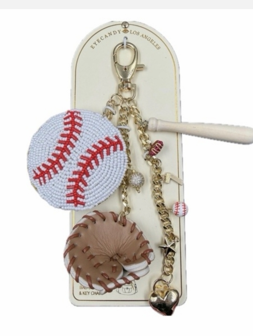 Eye Candy Baseball Beaded, Glove Keychain Bag Charm